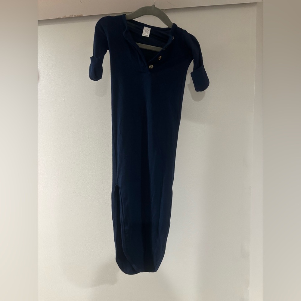 Lou Lou & Company Harvey Navy Blue Knotted Gown Size Newborn Blue Baby Boy Pjs